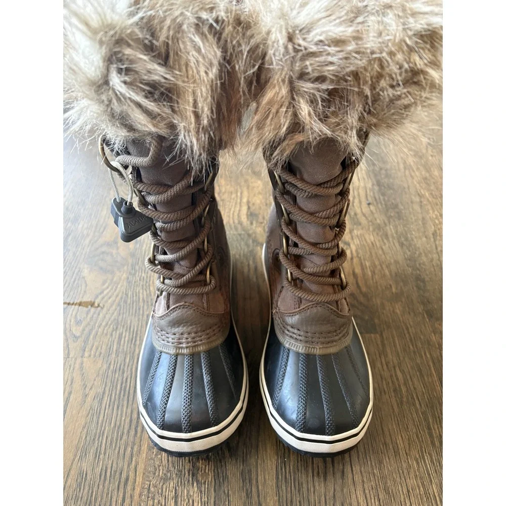 Sorel Joan of Arctic Brown Black Waterproof Winter Snow Boots Womens Size 5